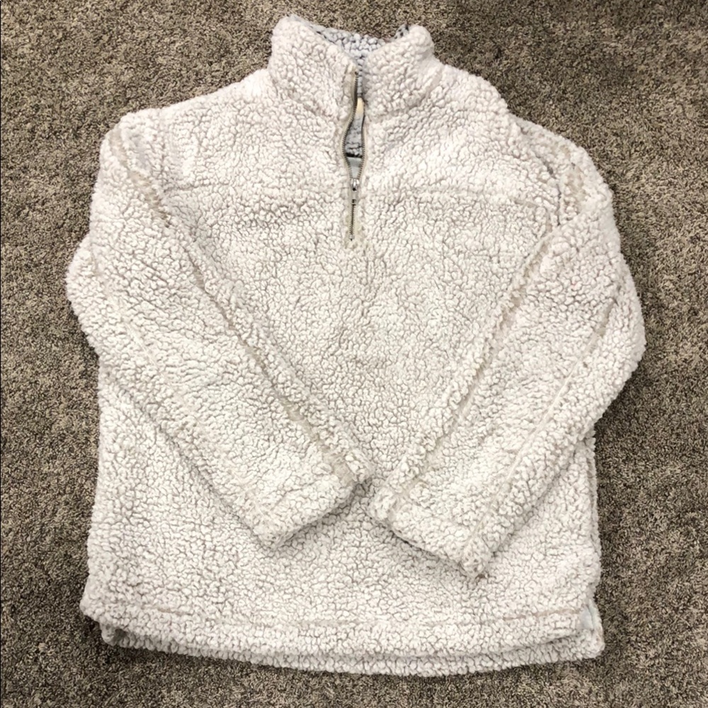 Thread & Supply Women’s Cozy White Sherpa Pullover With Pockets Size Medium